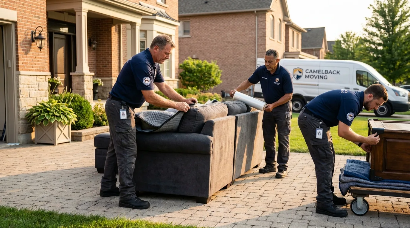Large estate moving crew wrapping furniture in Bluffton, SC
